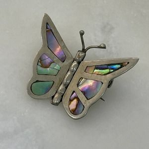 Silver Mother of Pearl Abalone Pastel Rainbow Natural Stone Pin